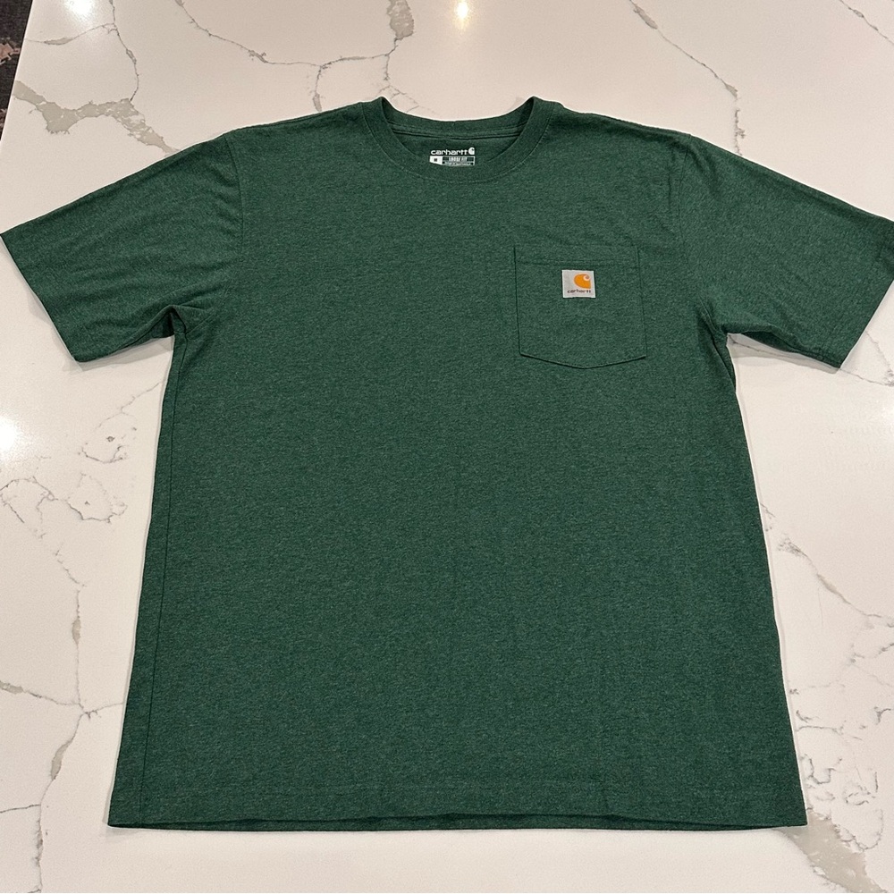 Carhartt Loose Fit Pocket T-Shirt Mens M Hunter Green Workwear Crew Neck Outdoor